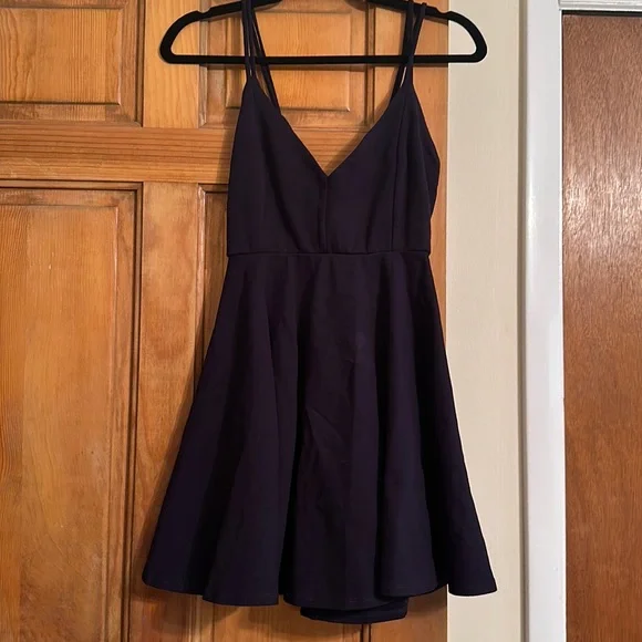windsor navy blue dress Tracey Velvet Button Skater Dress main image 0